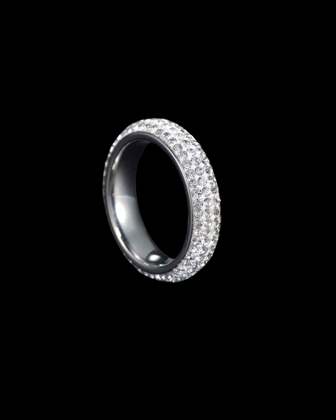 Gelati's 4MM Micro Pave Carbon Diamonds Titanium & Vermeil 18k Layers Infinity Band