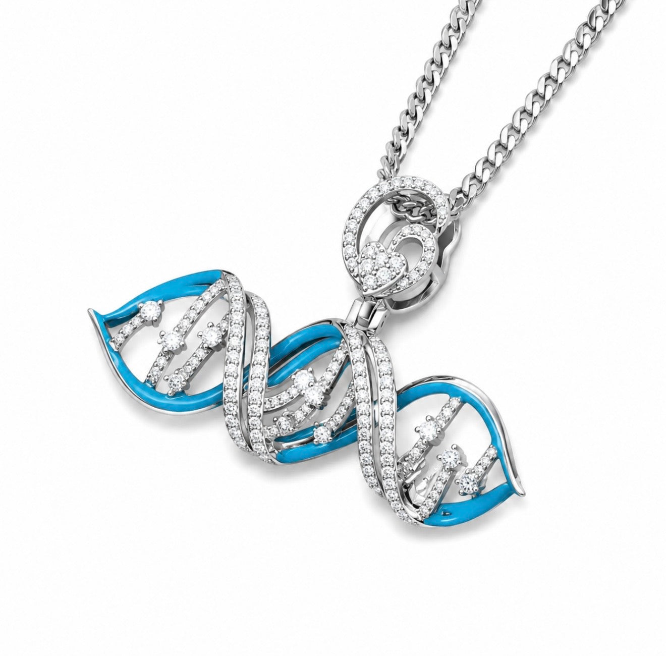 GELATI’S GLOW IN THE DARK D.N.A DIAMOND PENDANT IN 925 STERLING SILVER & VVS1 MOISSANITE DIAMONDS