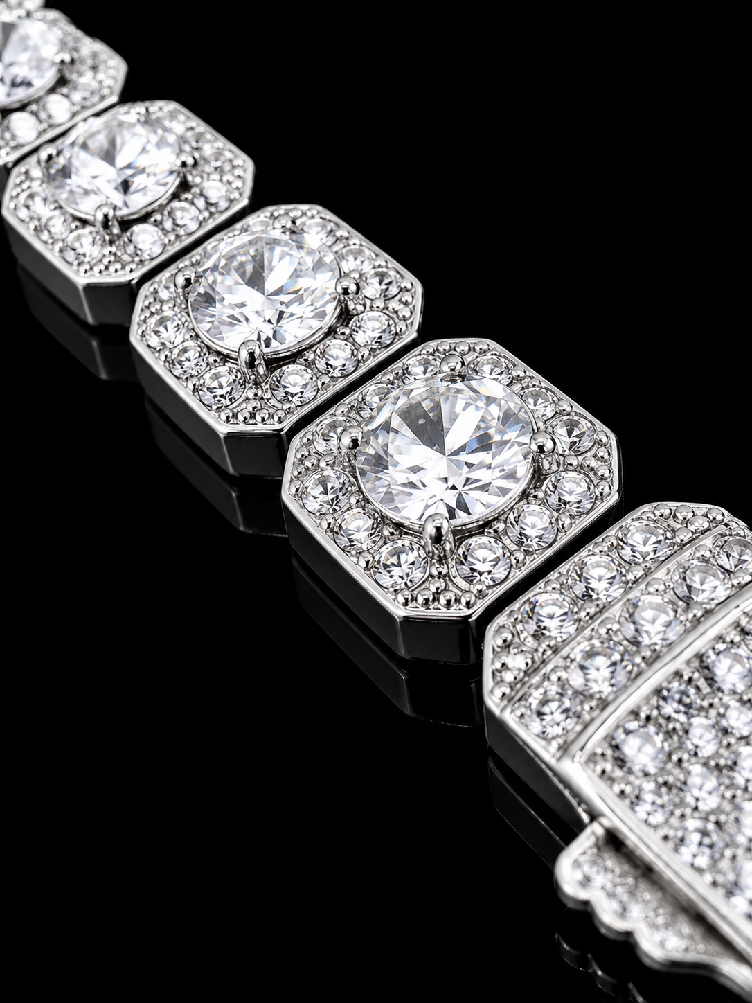 Diamond Cluster Diamond Hybrid Tennis Necklace – Titanium & 18K Vermeil