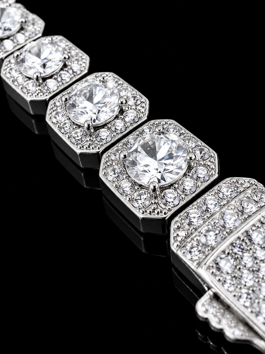 Diamond Cluster Diamond Hybrid Tennis Necklace – Titanium & 18K Vermeil