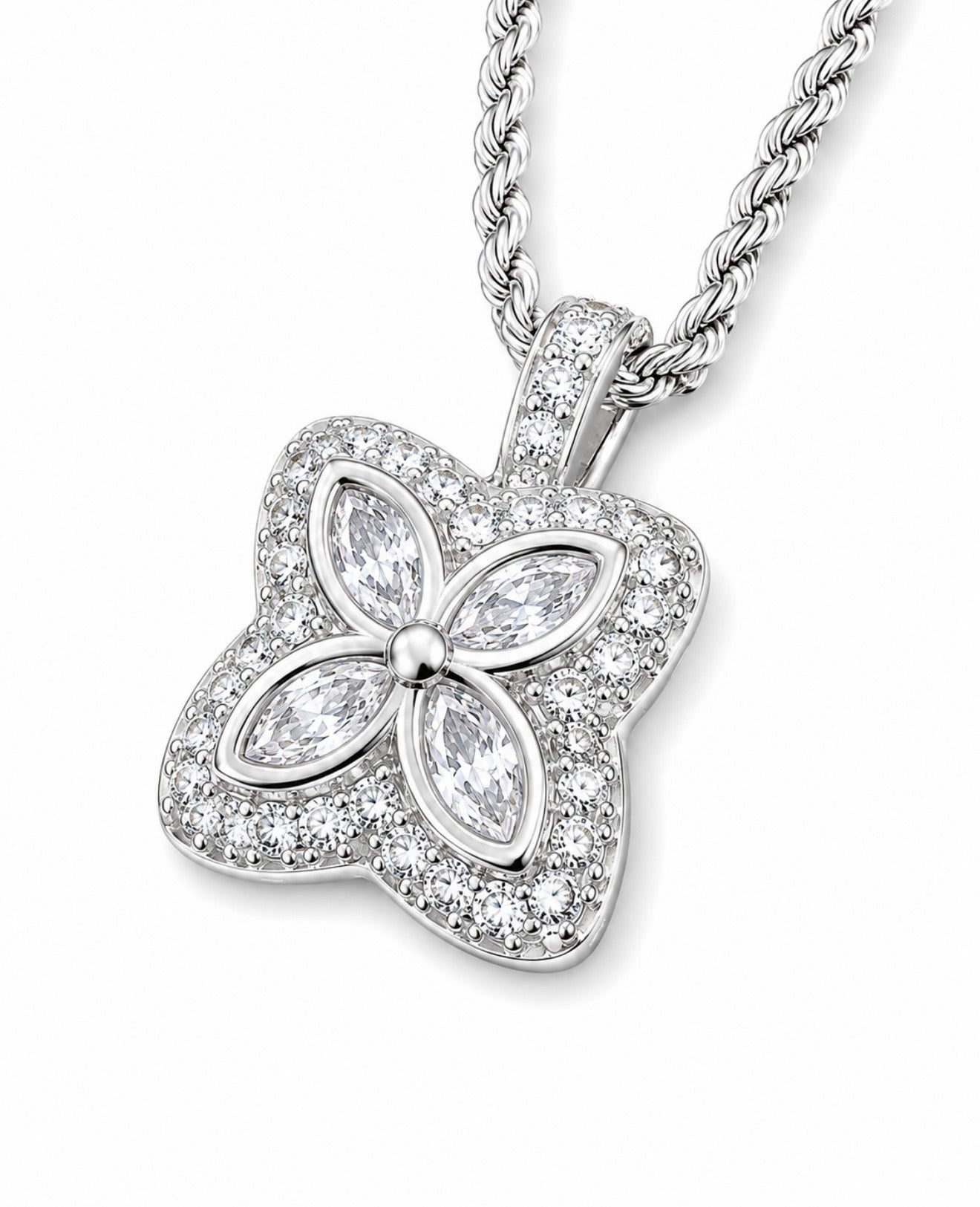HCD Diamond MARQUISE CLOVER PENDANT – STEEL & 18K VERMEIL GOLD