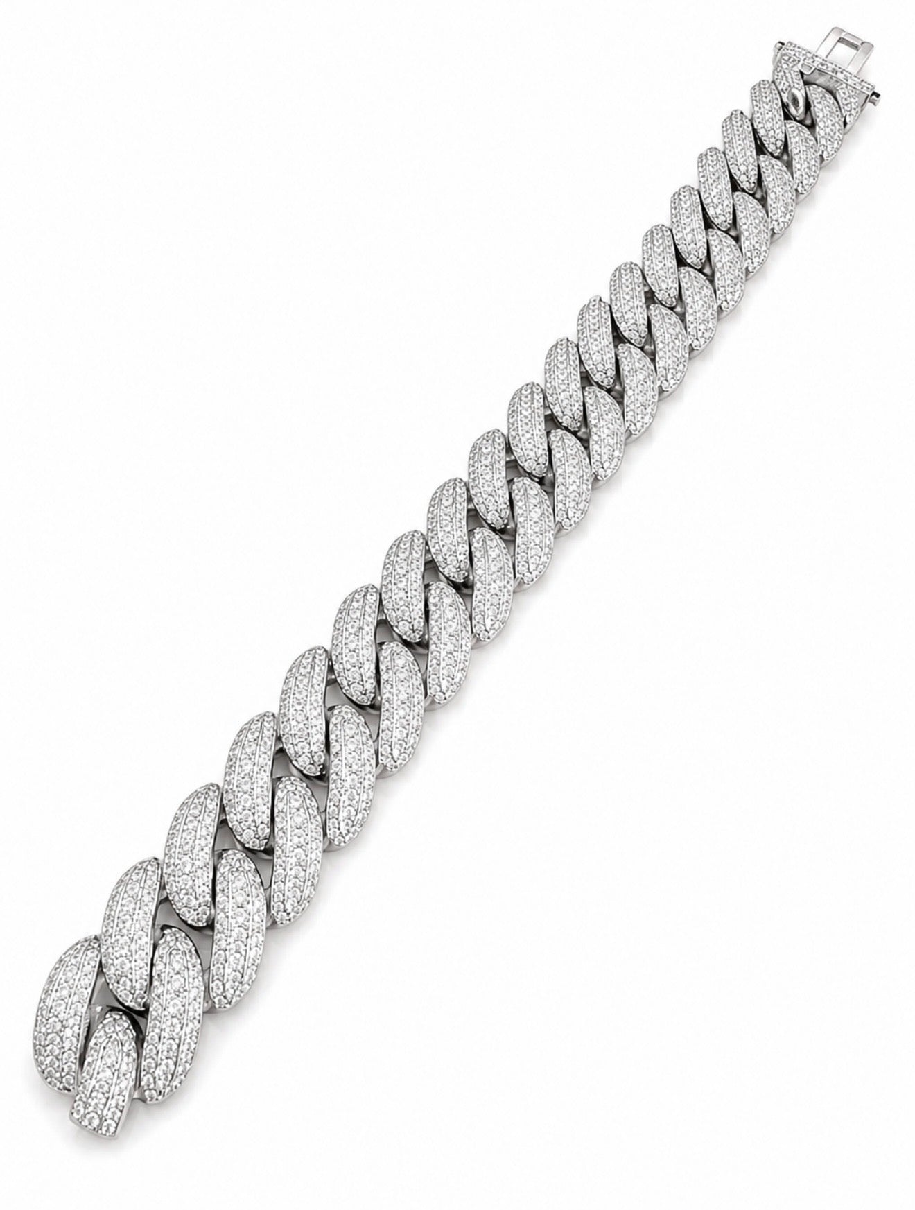17MM MOON LINK CUBAN BRACELET - TRI ROW RAISED POINTERS™ — FL-IF CERTIFIED LAB MOISSANITE | 925 SILVER + 18K VERMEIL GOLD
