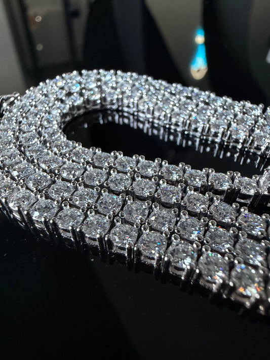 Gelati's Bespoke "Anturi"  Diamond Tennis Necklace in 999 Italian Silver & 18k Vermeil Gold - VVS1/CB 15Ctw