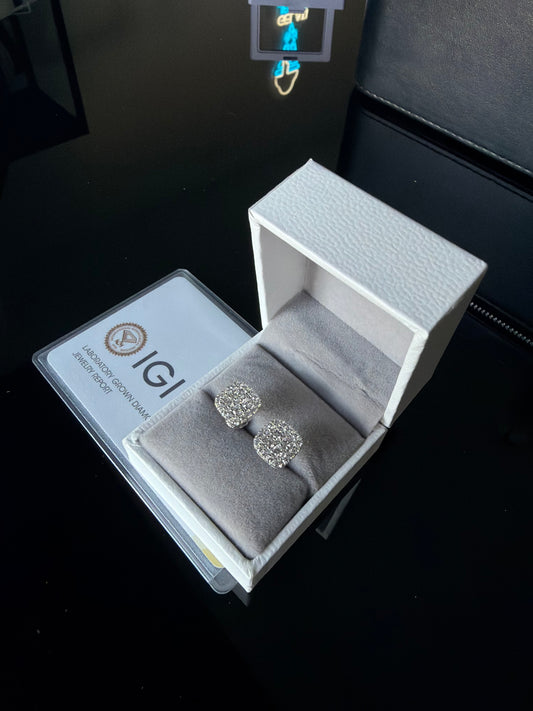 Gelati's Equinox Square Cut VVS1 D-Color IGI Certified 1,05 CTW Diamond Earrings in 14K Vermeil Gold & 925 Sterling Silver