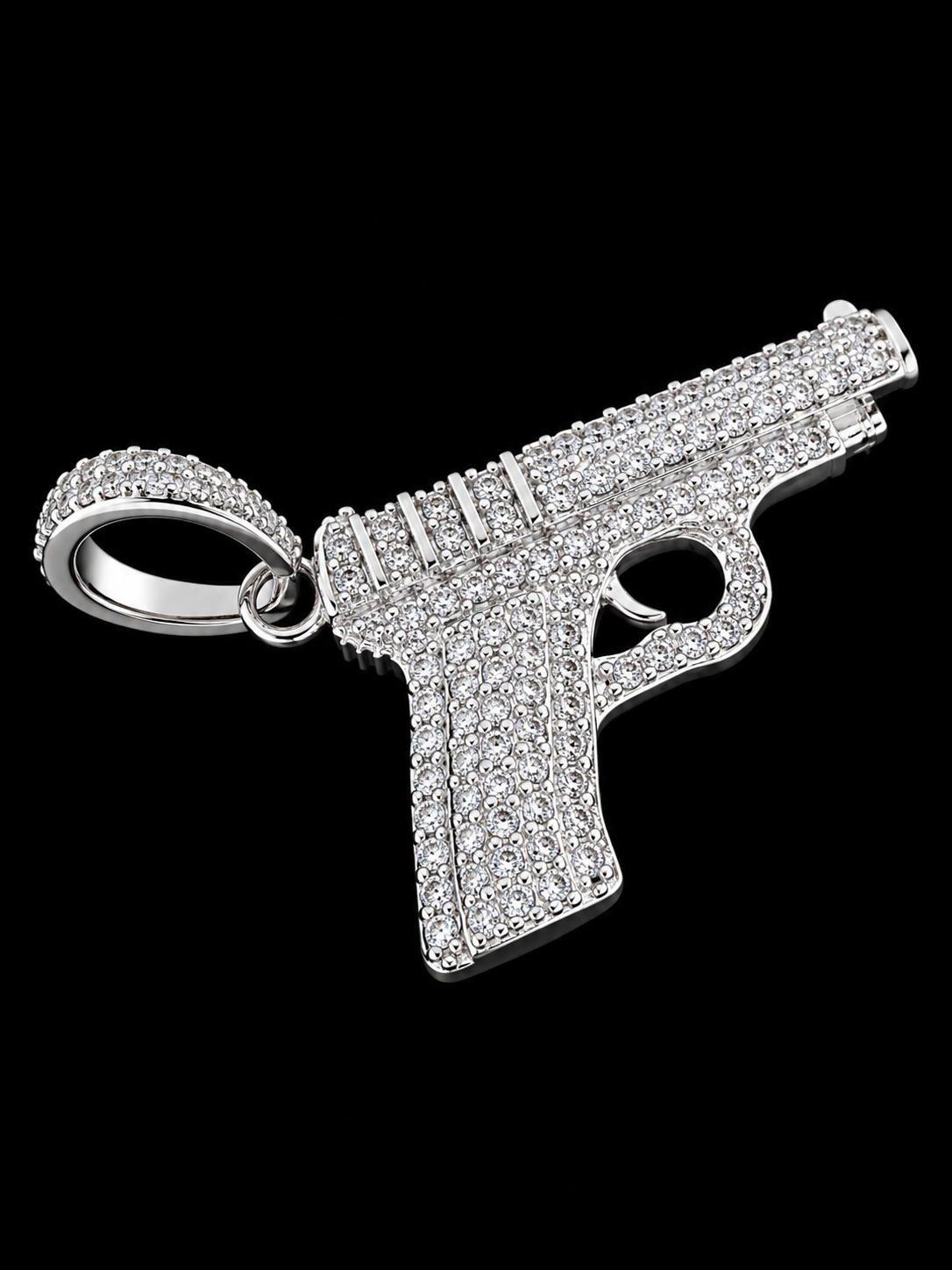 LA Switch Pistol Pendant™ — FL-IF Moissanite | 925 Silver + 18K Vermeil | Chain Included