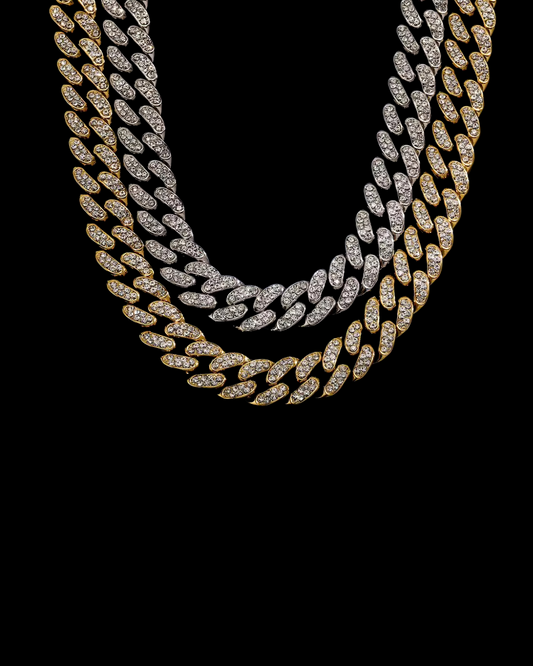Gelati's Remedio Carbon Diamonds Miami Curb Cuban Necklace in Solid Titanium & 18k Vermeil Gold