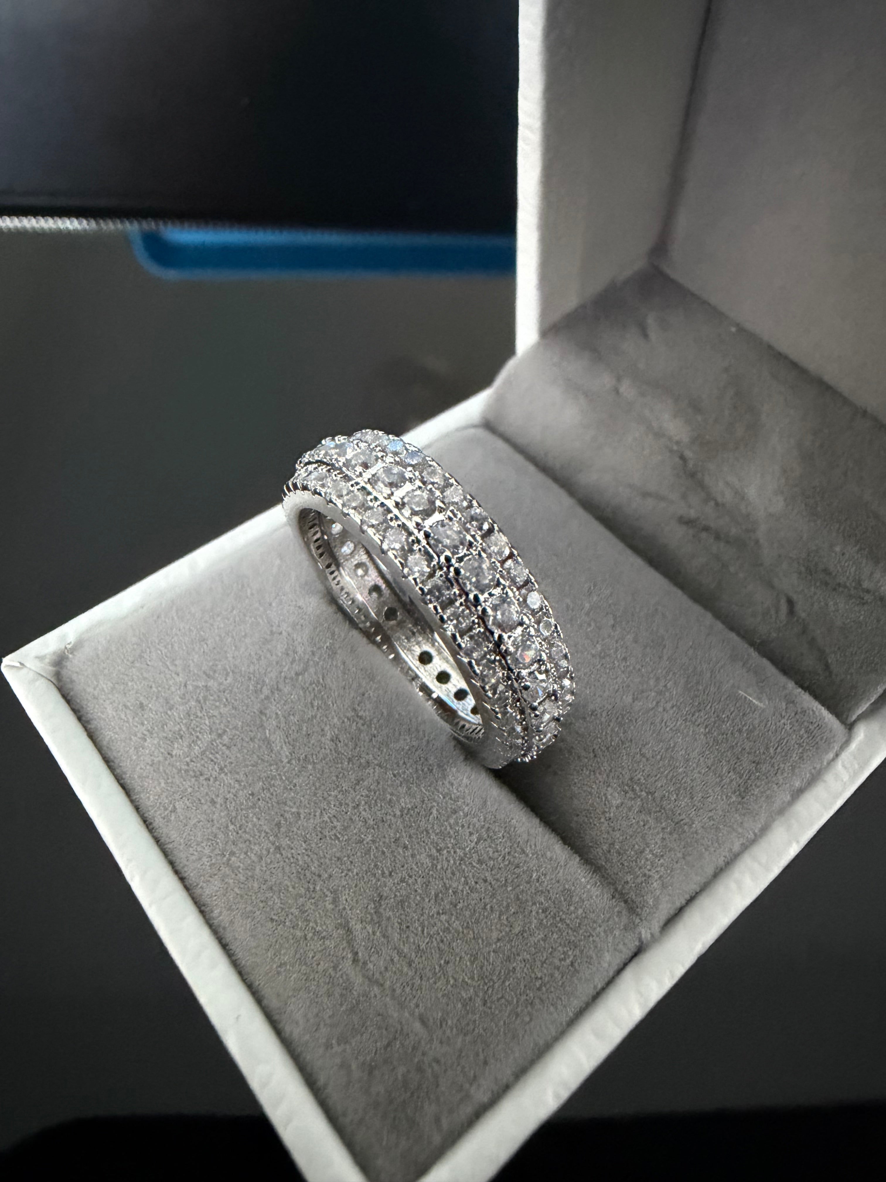 Solara Tri Row Eternity Band – 3CTW DVVS1/CB Moissanite, 925 Silver & 18K Vermeil