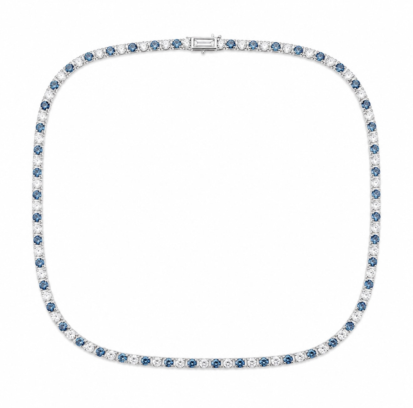 GELATI’S BLUE SAPPHIRE “LUCE DI NOTTE” TENNIS CHAIN & BRACELET – FEATURING SYNTHETIC SAPPHIRES & 18K VERMEIL GOLD INSERTS