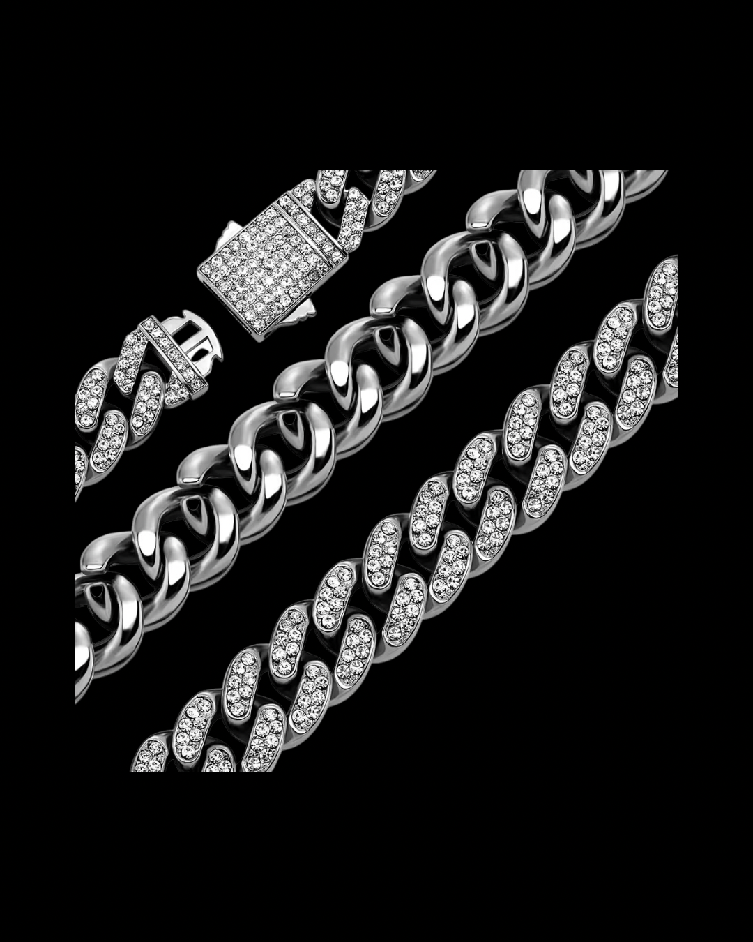 Gelati's Remedio Carbon Diamonds Miami Curb Cuban Necklace in Solid Titanium & 18k Vermeil Gold