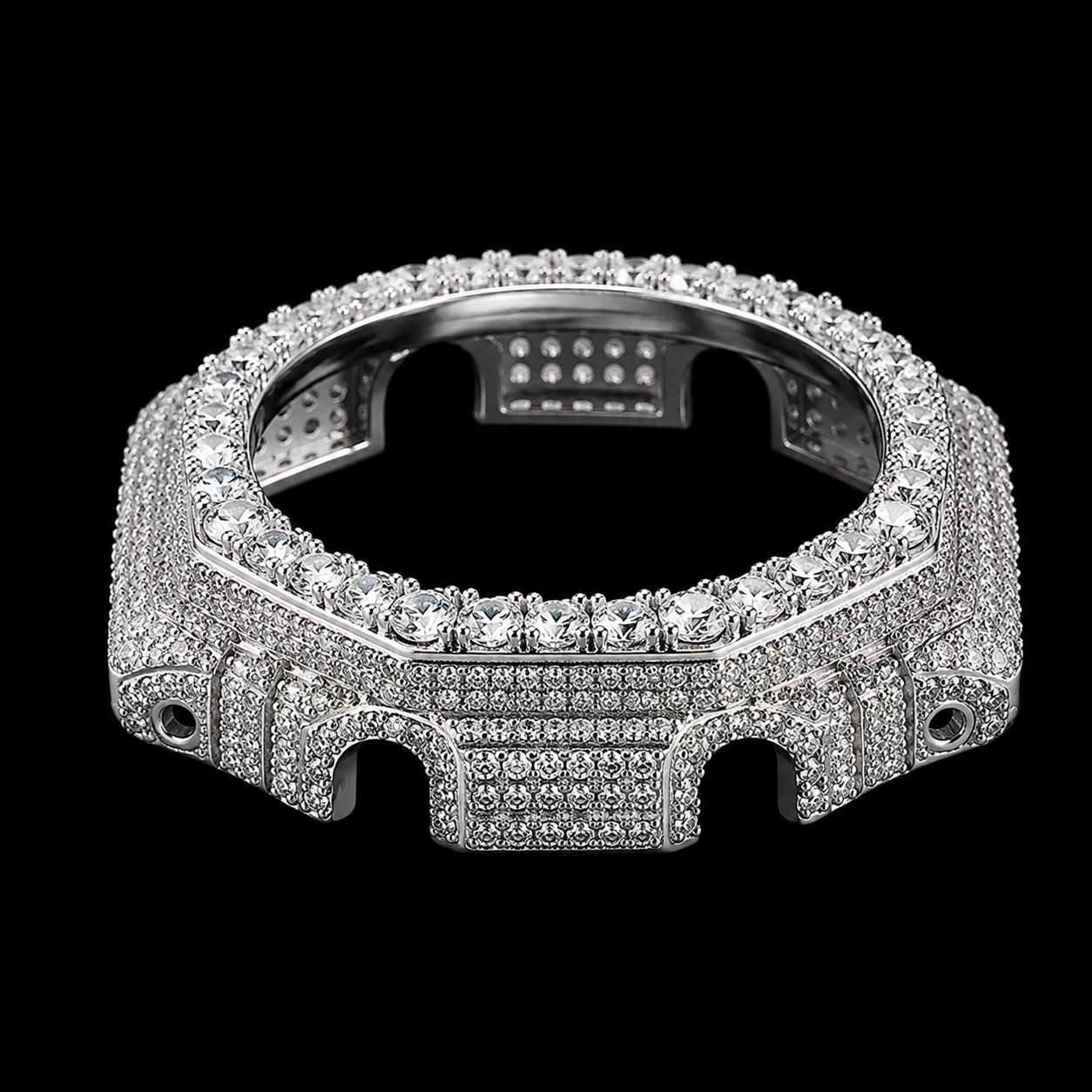 Gelati Big Pointer G-Shock Case Mod GA2100 VVS1 Lab Moissanite Diamond & 18k Vermeil White Gold