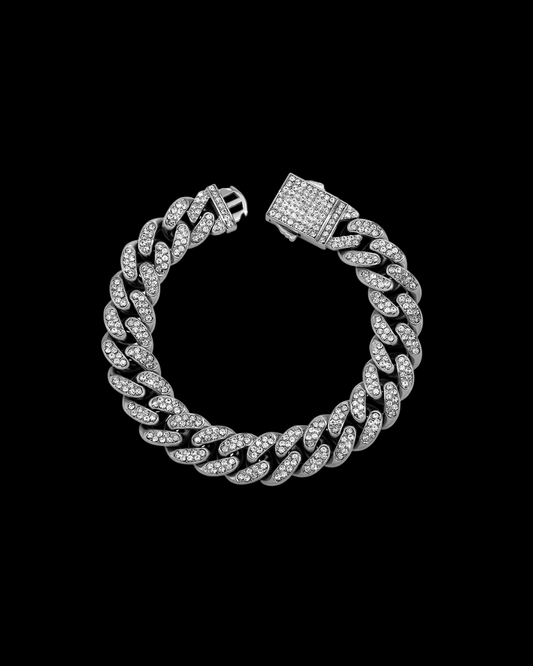 Gelati's  10MM Remedio Carbon Diamond Miami Curb Bracelet in Titanium Steel & 18 K Vermeil Inserts