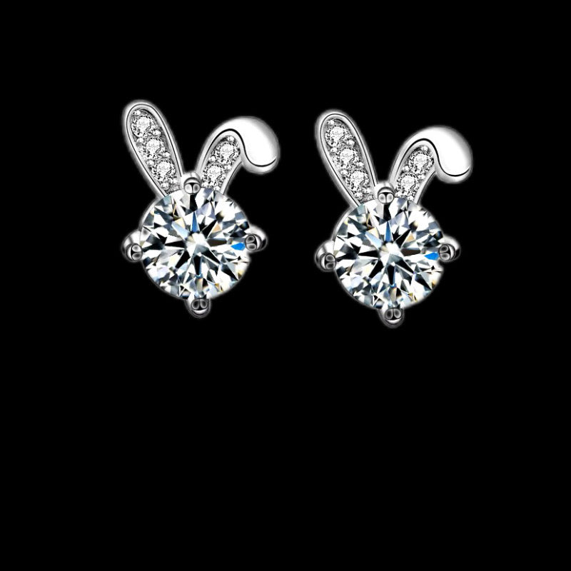 Gelati's "Snowbunny" VVS1 Moissanite Diamond Earrings in 925 Silver