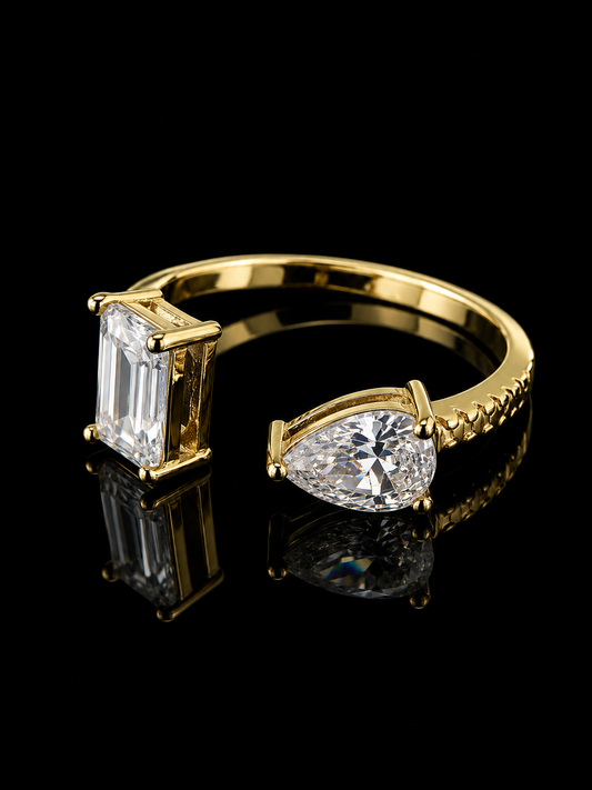 L’amore Eternity Ring – 1CTW DVVS1 Pear & Baguette Cut, 925 Silver & 18K Vermeil Gold