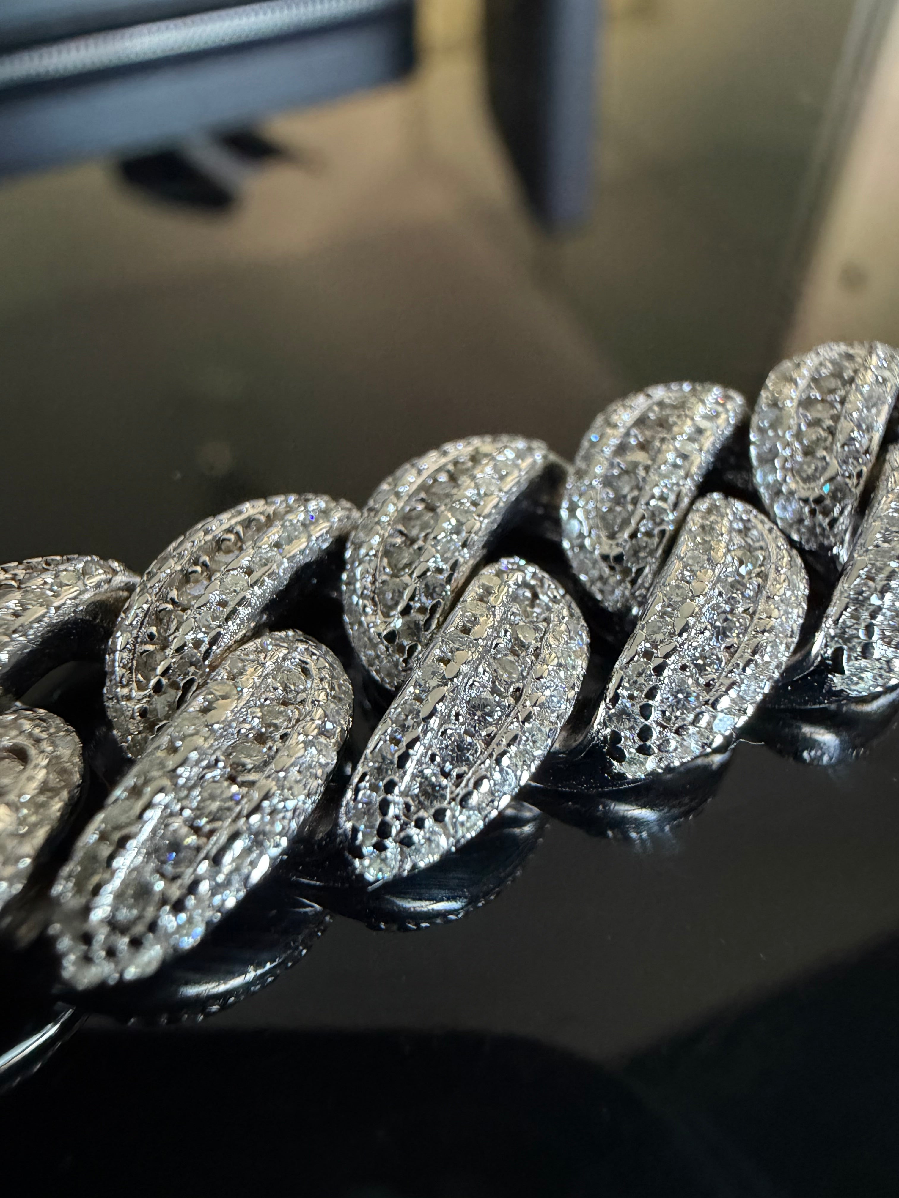 17MM Moon Link Tri Row Raised Pointers™ Cuban Chain — FL-IF Certified Lab Moissanite | 925 Silver + 18K Vermeil Gold