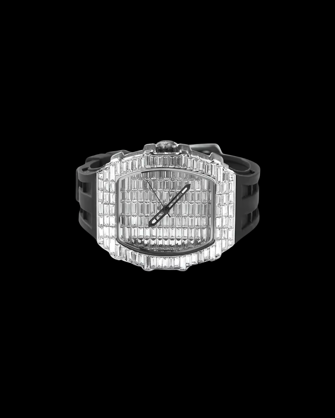 Gelati's Baguette Bussdown Carbon Diamonds & Stainless Steel Watch
