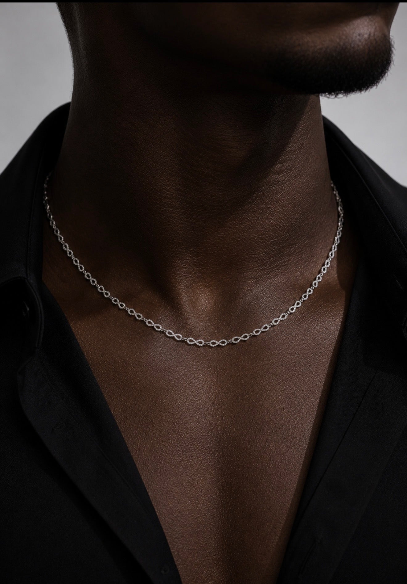 LUNARIA INFINITY LINK HCD Diamond NECKLACE – 925 STERLING SILVER & TITANIUM WITH 18K VERMEIL GOLD