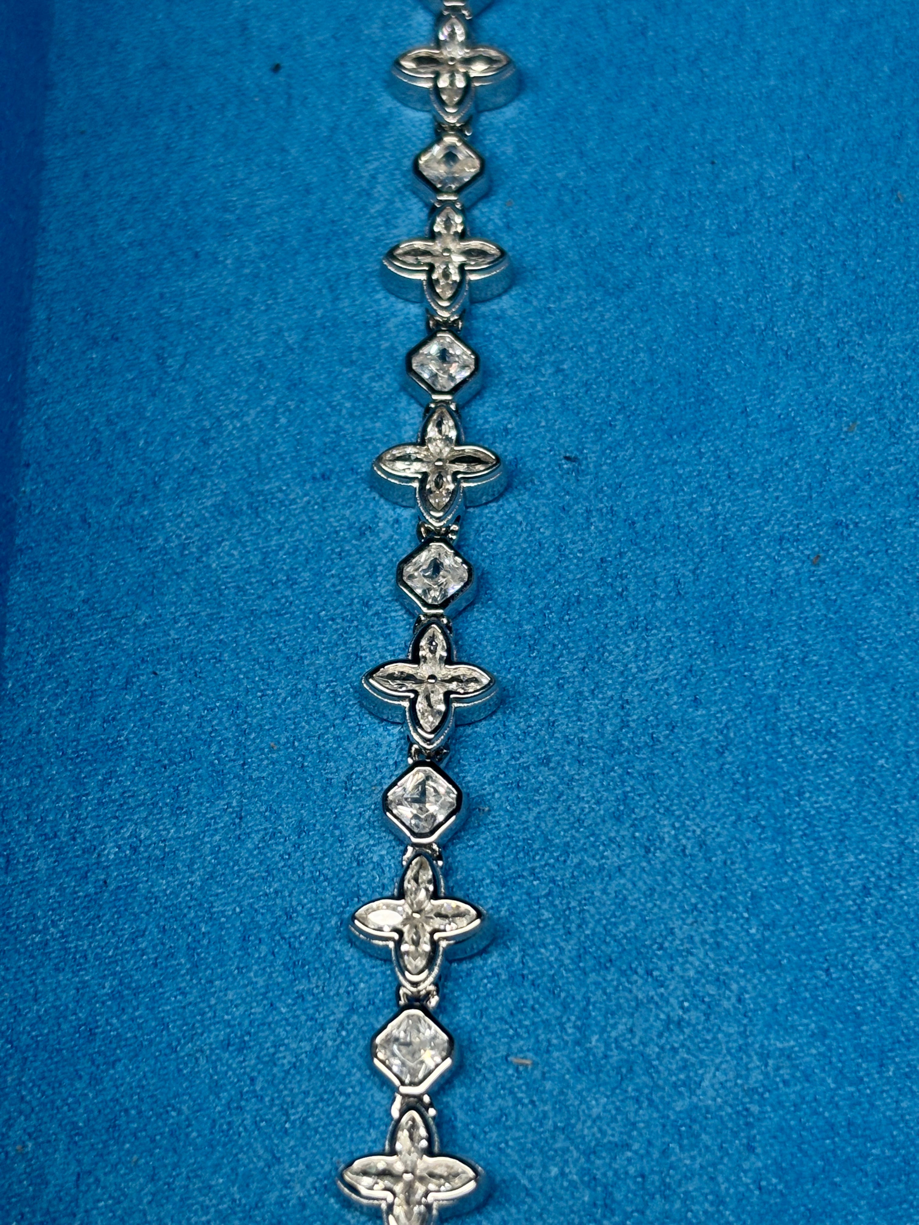 Gelati's FL-IF Baguette Bespoke Clover Lab Moissanite Diamond Custom Lock Bracelet in solid 925 Sterling Silver & 18k Vermeil Gold