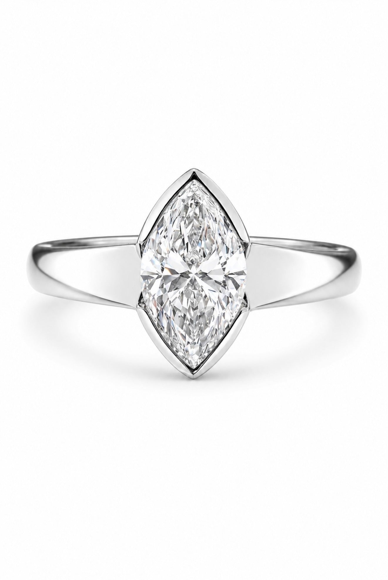 DIAMOND TOUCH ETERNITY RING – 3CTW DVVS1 MARQUISE MOISSANITE, 925 SILVER & PLATINUM VERMEIL