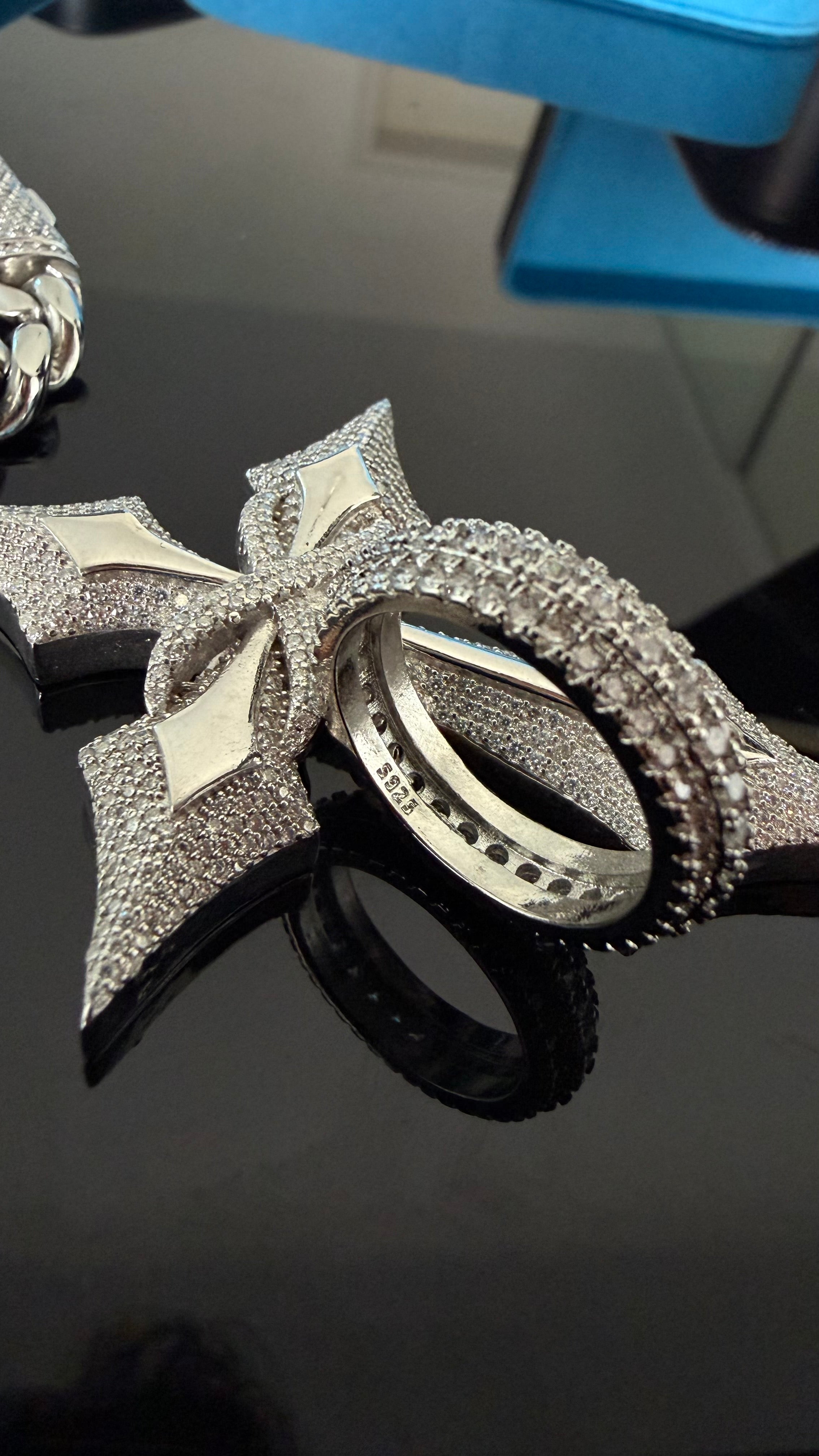 Gelati's Tri Row Prongue DVVS1/CB Lab Moissanite 925 Sterling Silver & 18K Vermeil Gold 3Ctw Eternity Band