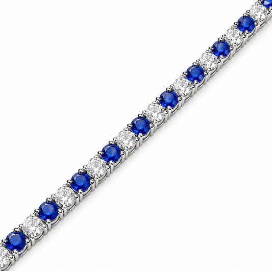 GHIACCIATO SAPPHIRE TENNIS BRACELET – DVVS1 MOISSANITE, 925 SILVER WITH PT950 PLATINUM INLAY