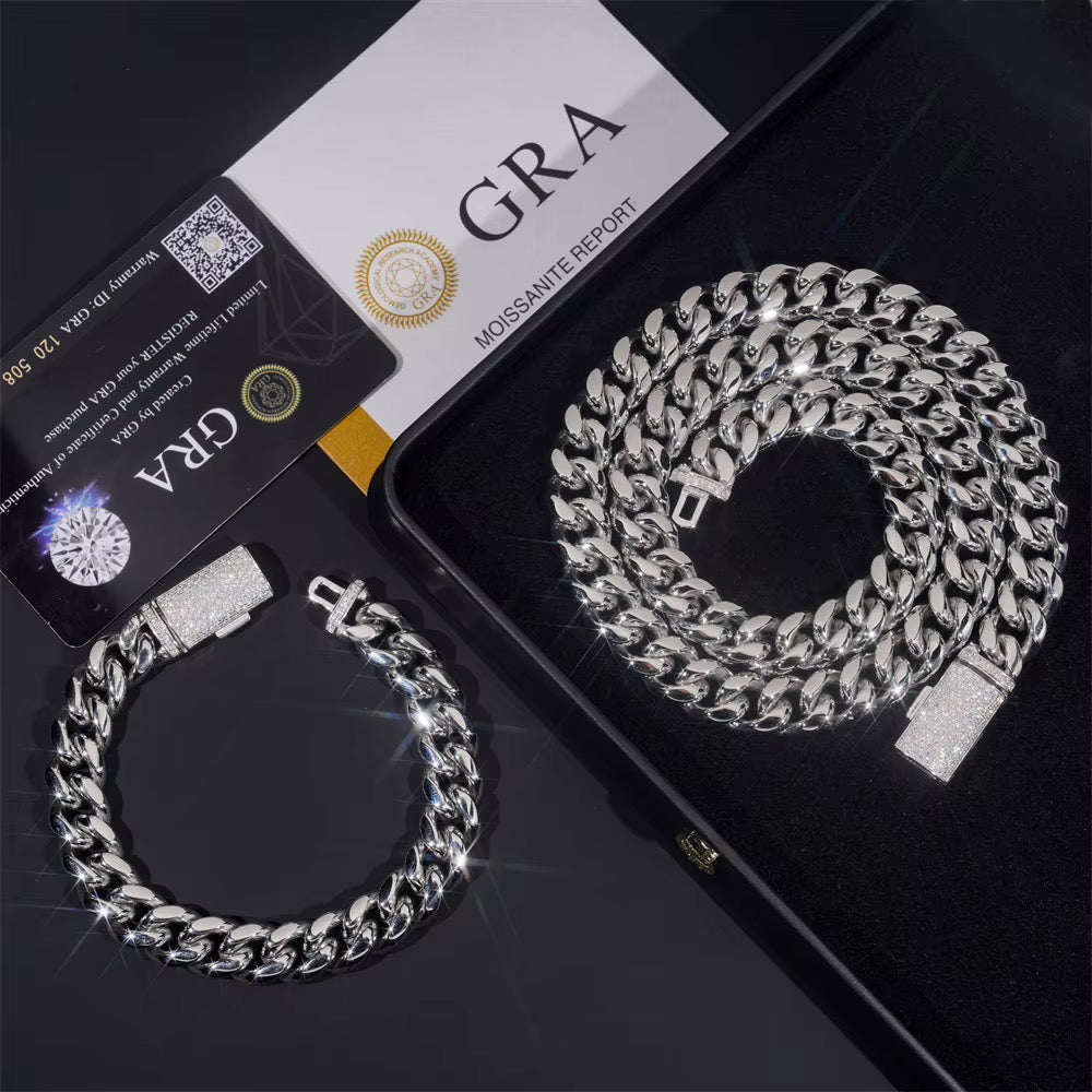 GELATI PLAIN MIAMI LINK NECKLACE – D-VVS1 Diamond Lock 925 Silver|Steel & 18K Vermeil