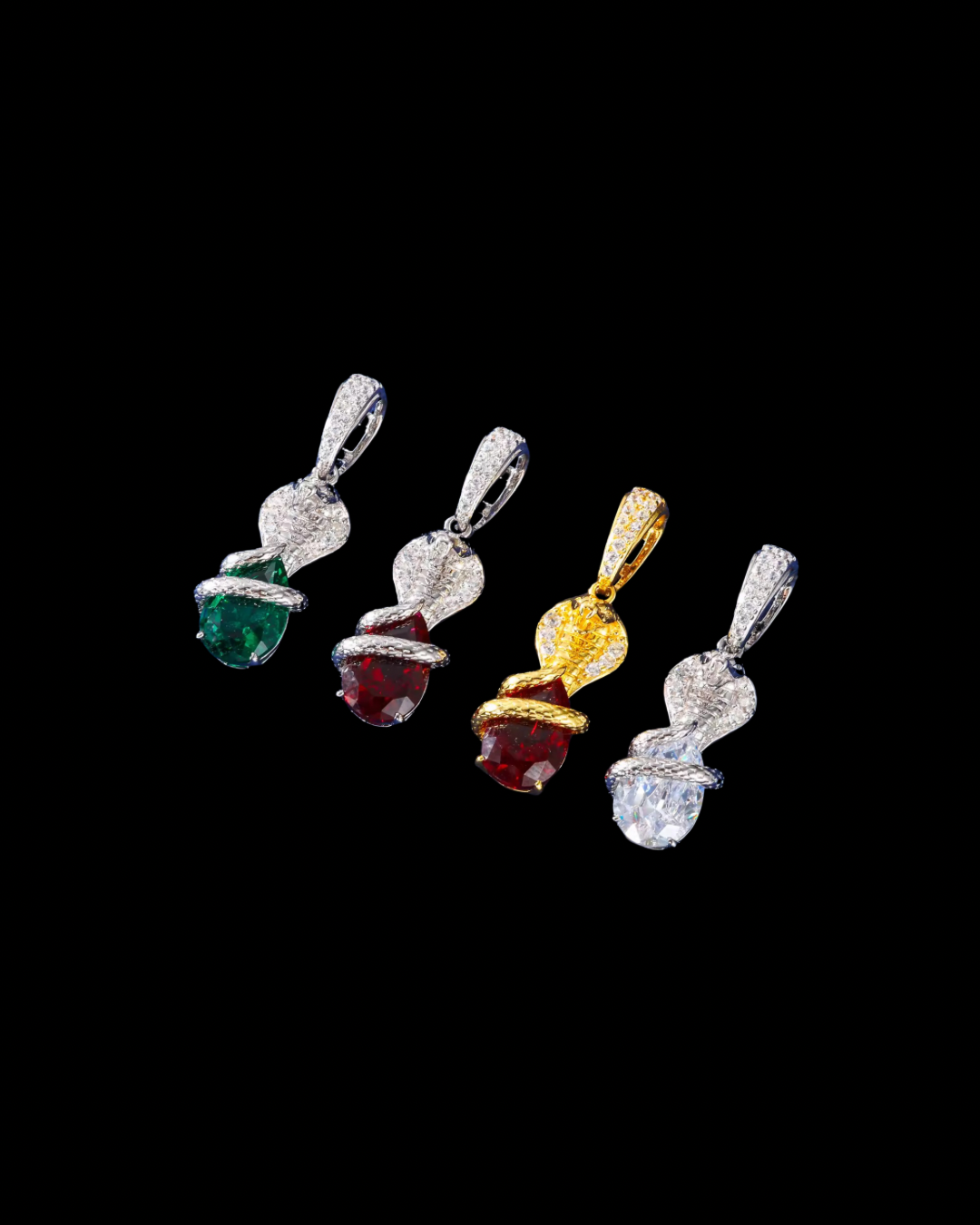 Gelati's Cobra VVS1 Diamond Pendant  Necklace in Solid 925 Sterling Silver & 18k Vermeil Gold
