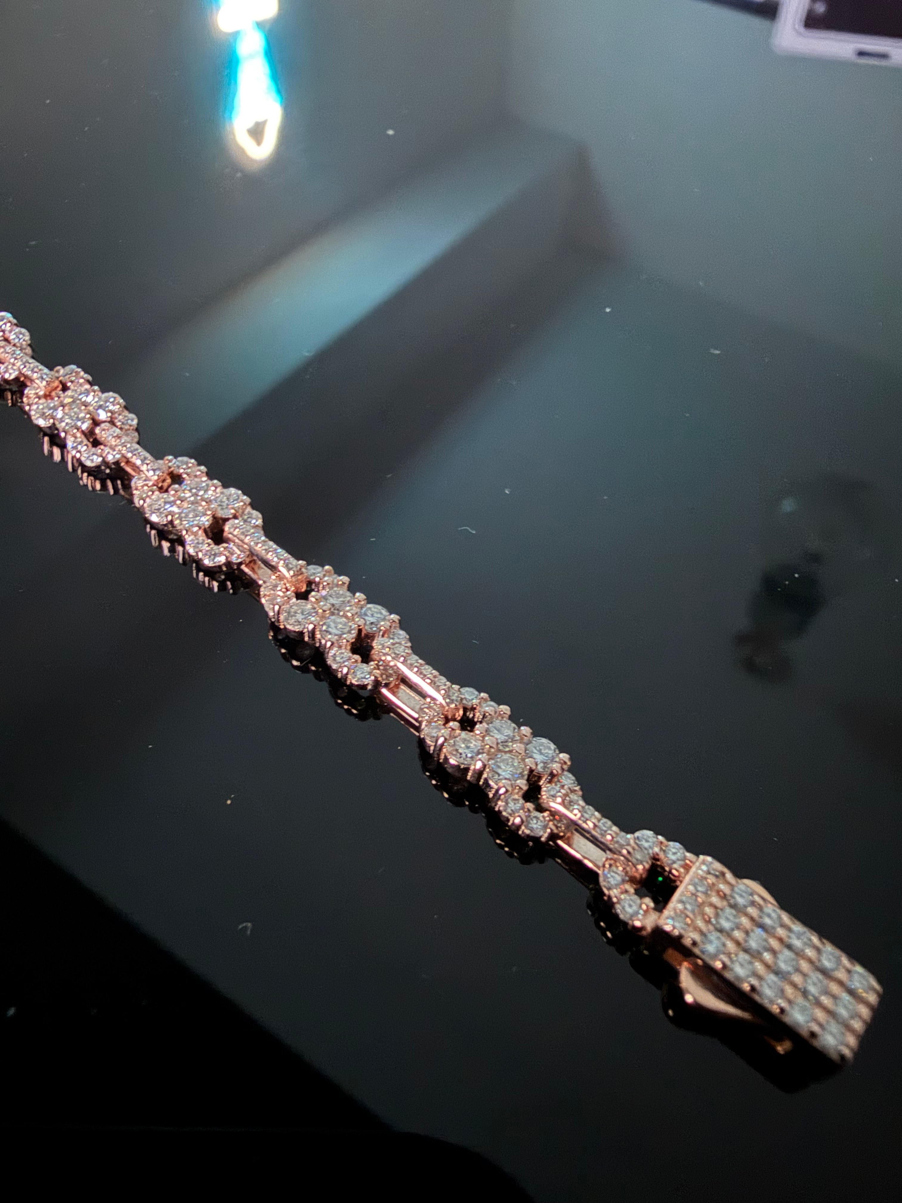 Gelati's Bussdown Infinity Link Diamond Bracelet In FL-IF Lab Moissanite GRA & 925 Sterling Silver & 18K Vermeil Gold