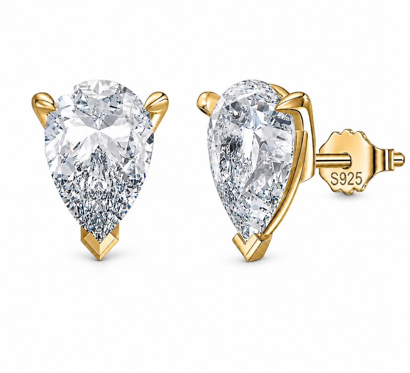 TEARS OF ICE PEAR CUT 1.5 CTW DIAMOND EARRINGS – 925 SILVER & 18K VERMEIL