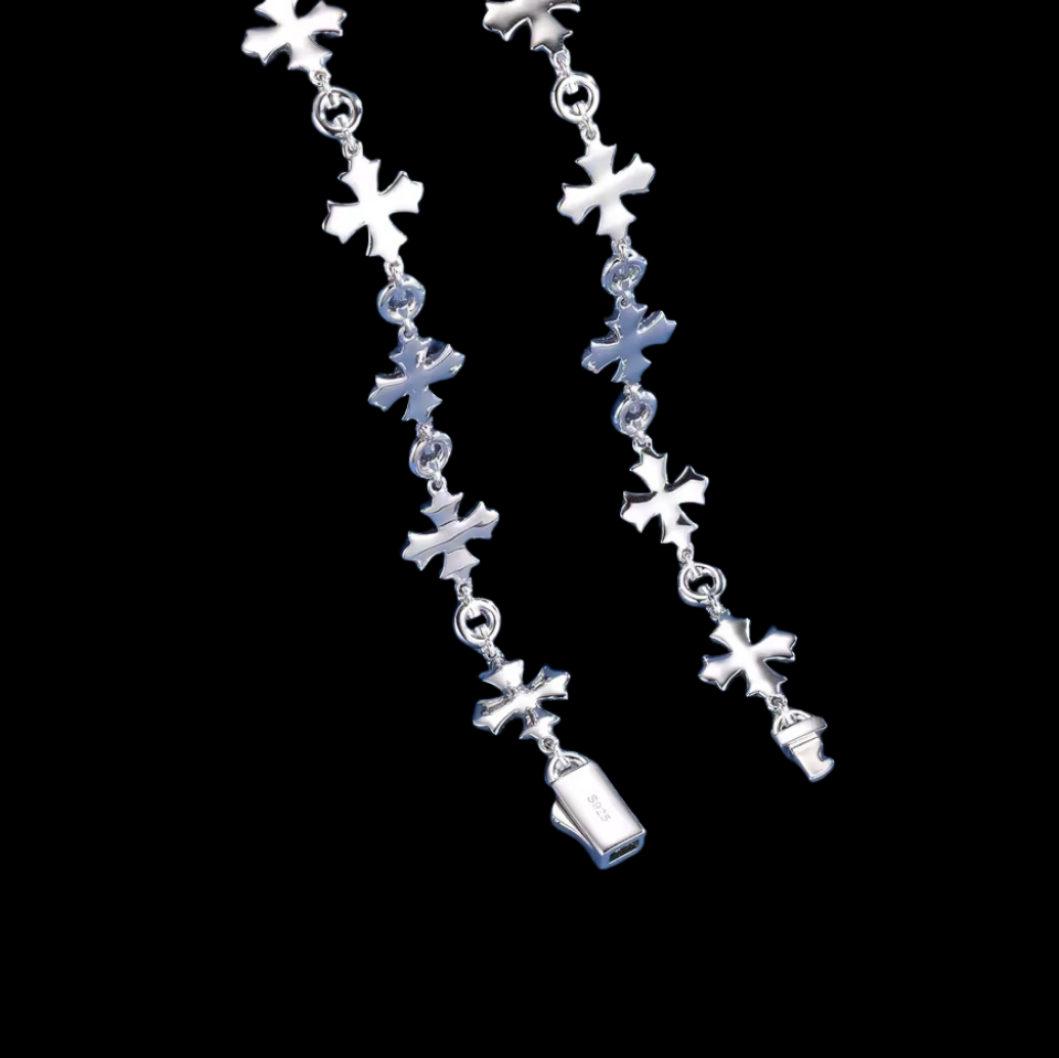 Gelati's Glacier Cross Link VVS1/CB Diamond Bracelet in solid 925 Sterling Silver & 18k Vermeil Gold Inlay