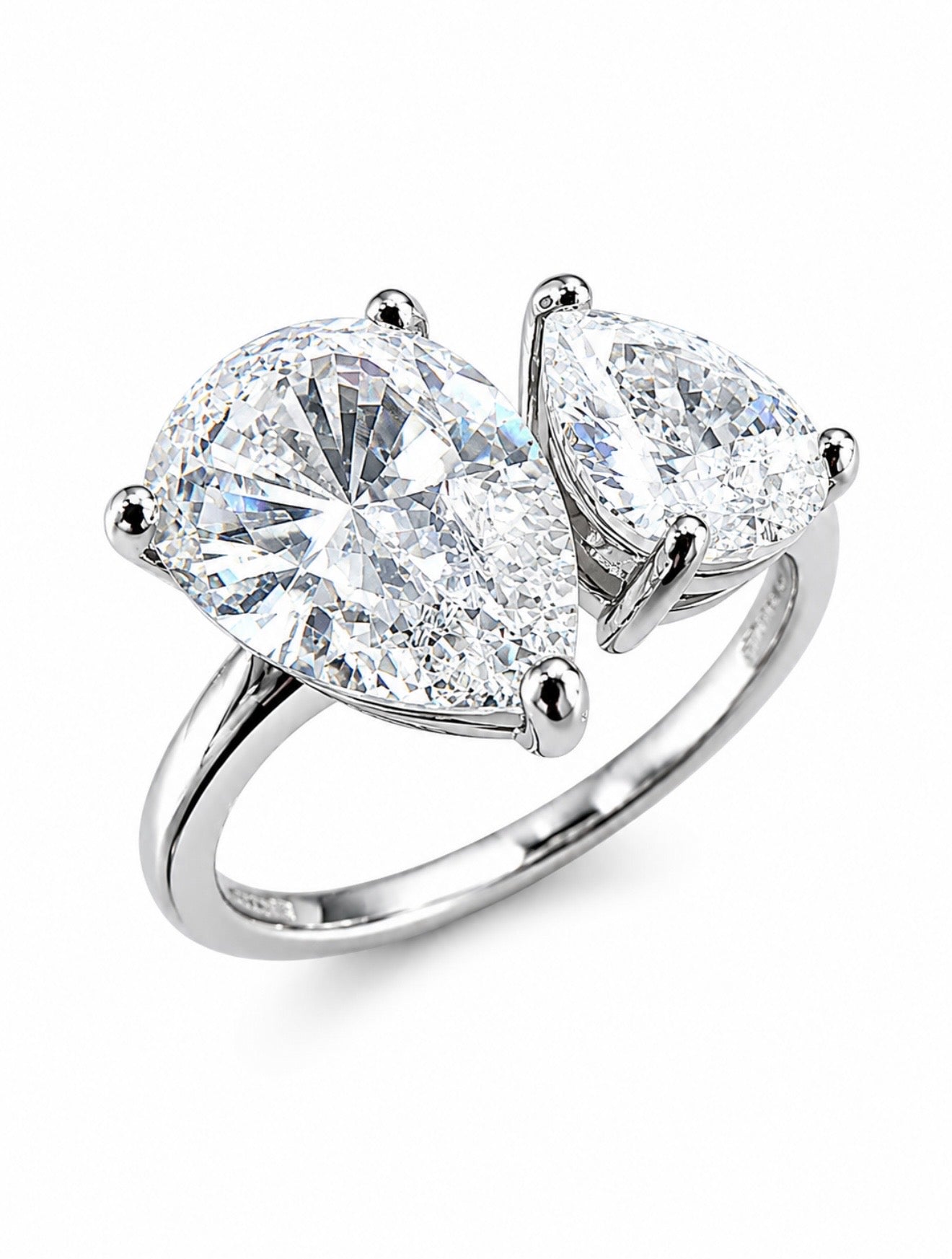 MIXED BAGUETTE & PEAR CUT 3CT ETERNITY RING 925 SILVER - 18K WHITE GOLD VERMEIL | FL-IF MOISSANITE