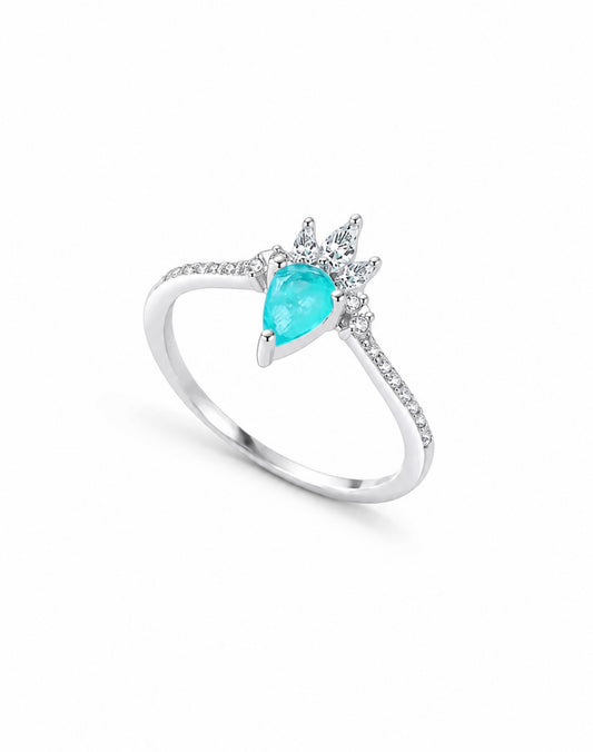 GELATI’S TOURMALINE & VVS1 MOISSANITE DIAMOND RING IN STERLING 925 SILVER & 18K VERMEIL GOLD INSERTS