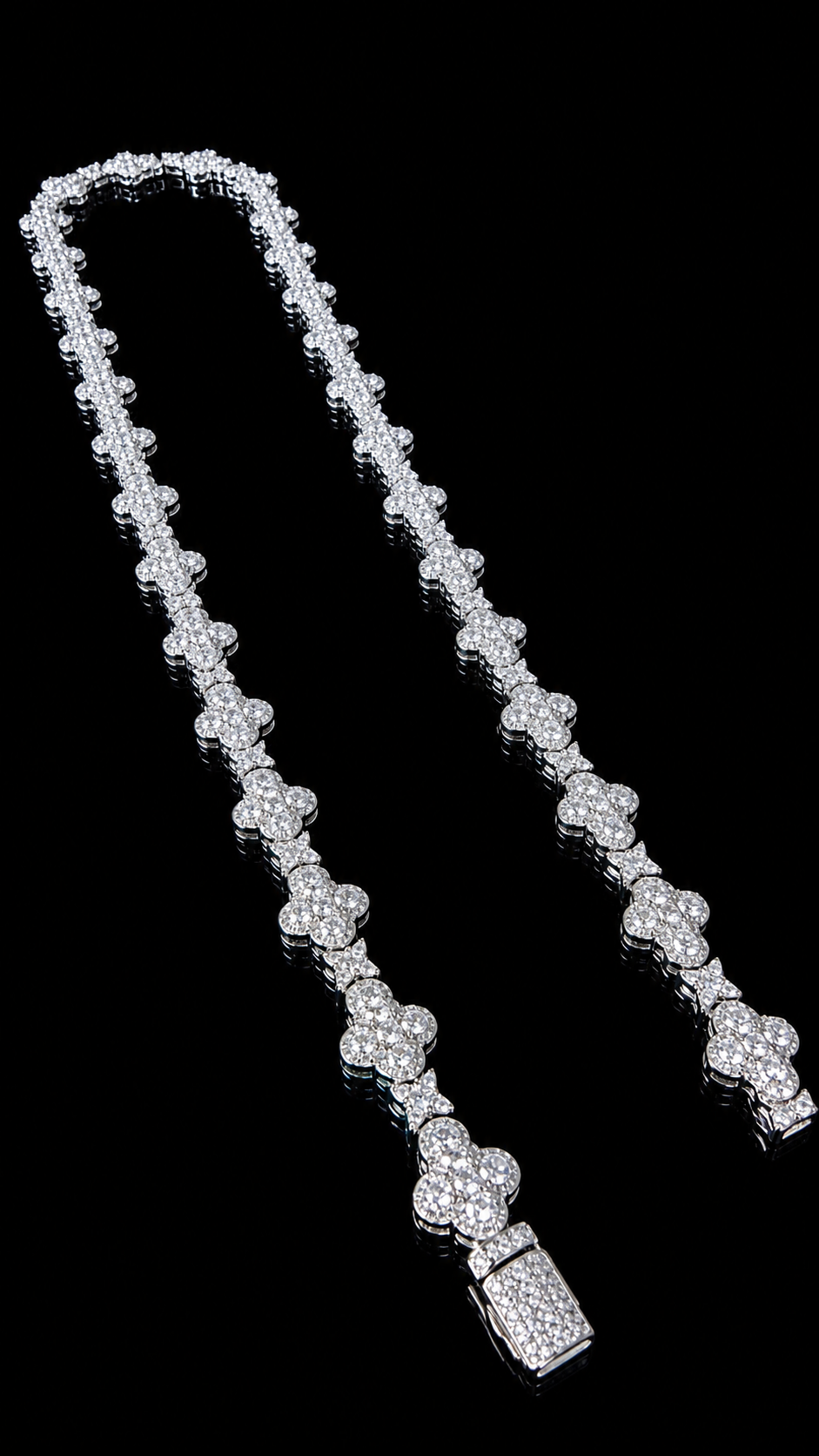 Speciale Star Cross Link Necklace – 20CTW FL-IF Moissanite, 925 Silver & 18K White Vermeil