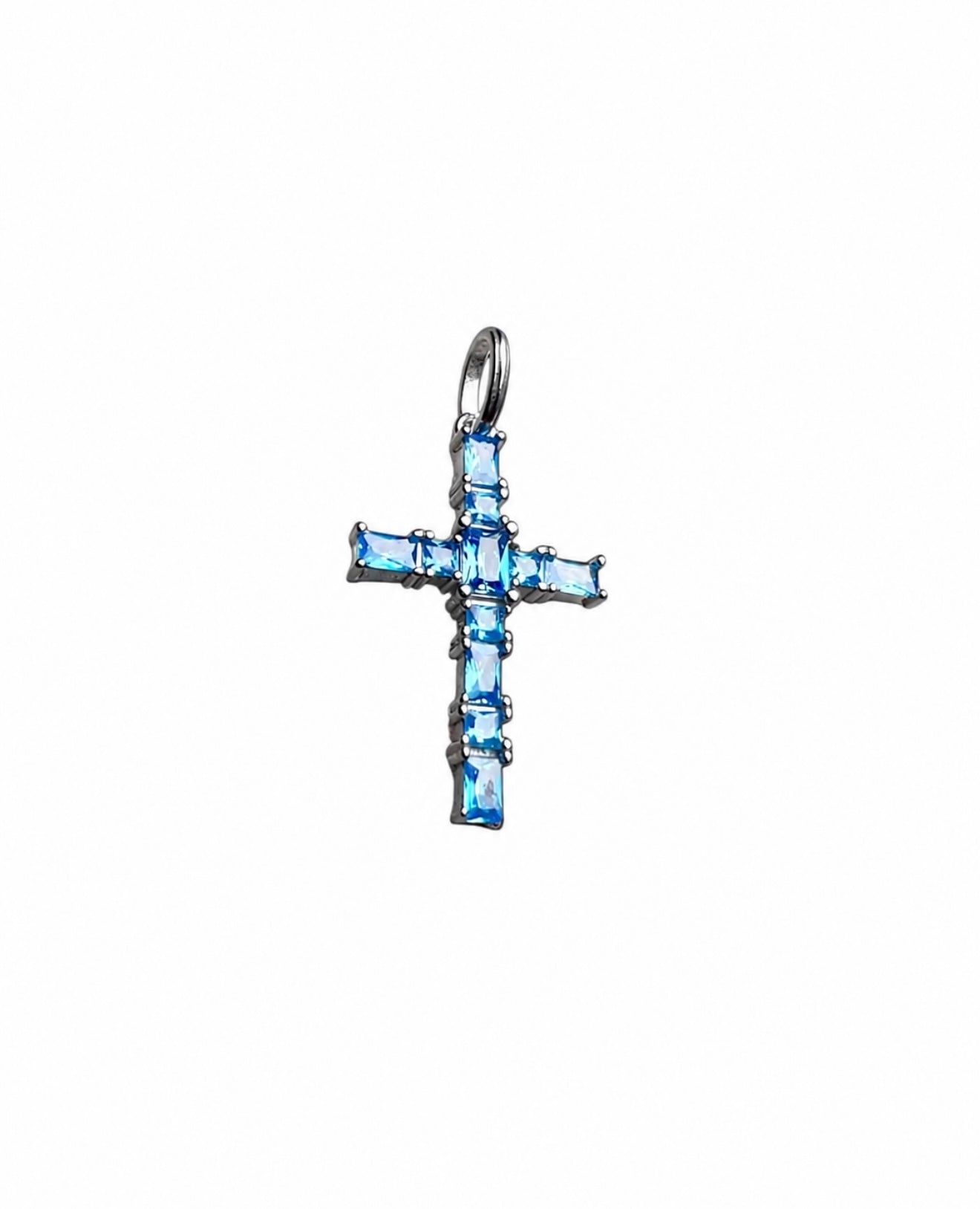 GELATI’S SAPPHIRE BAGUETTE CROSS IN SOLID 925 STERLING SILVER & 18K VERMEIL GOLD