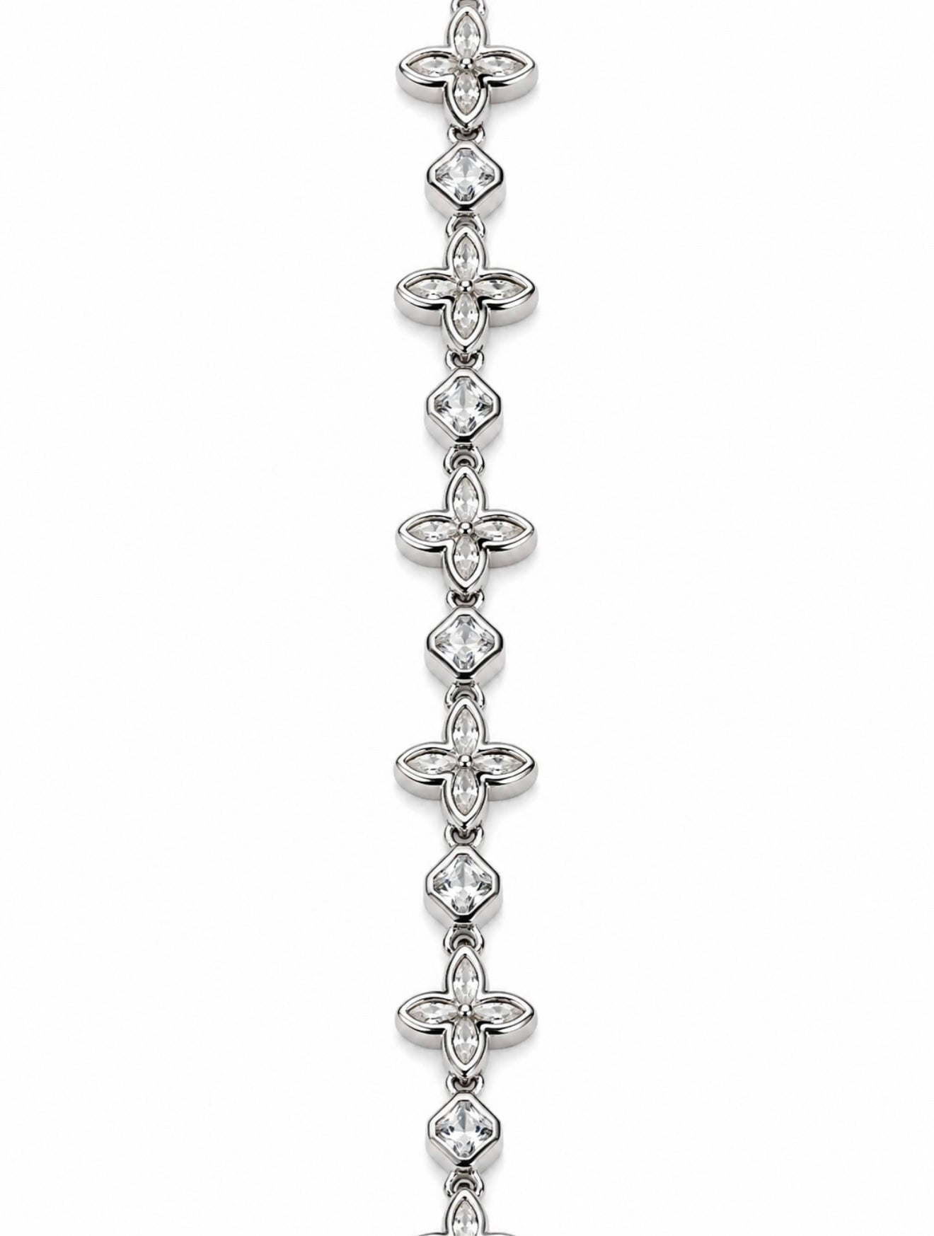 GELATI’S FL-IF BAGUETTE BESPOKE CLOVER LAB MOISSANITE DIAMOND CUSTOM LOCK BRACELET IN SOLID 925 STERLING SILVER & 18K VERMEIL GOLD