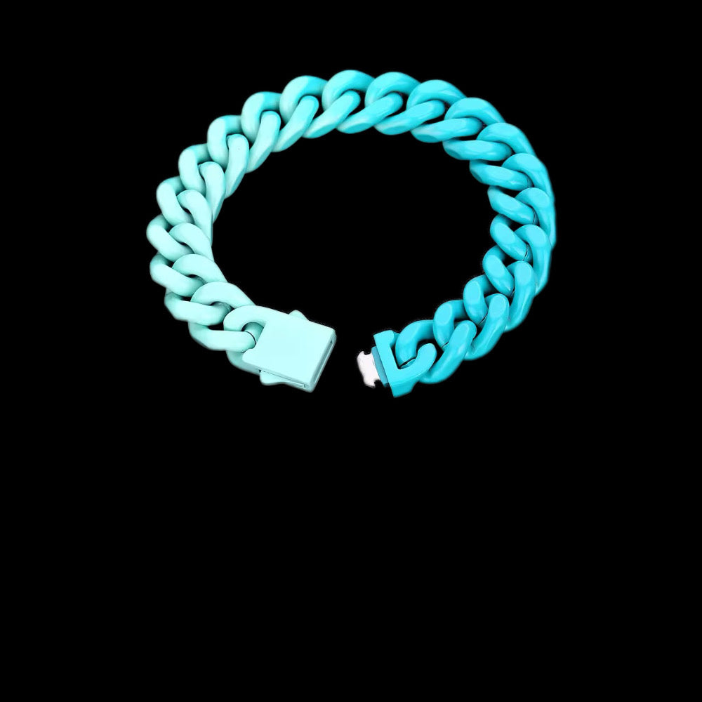 Gelati's Blue Titanium Fade Plain Cuban Bracelet / Chain