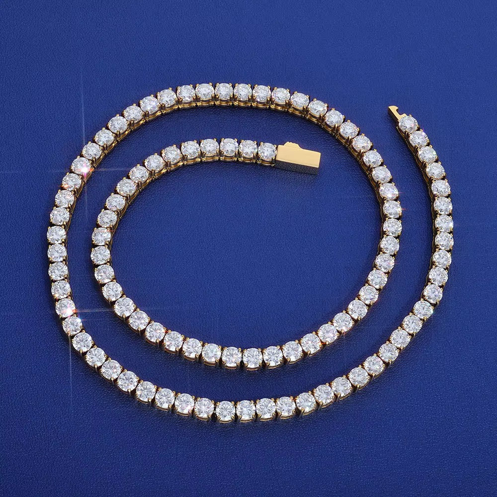 Gelati Exclusive Big Pointers Diamond Tennis Necklace |Titansteel & 18K Vermeil Gold | VVS-1 Moissanite