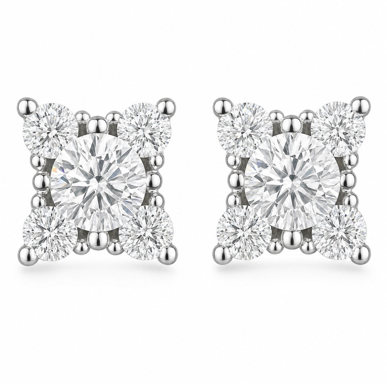 GELATI’S VVS1 STARLIGHT DIAMOND EARRINGS IN SOLID 925 STERLING SILVER & 18K VERMEIL GOLD INLAY