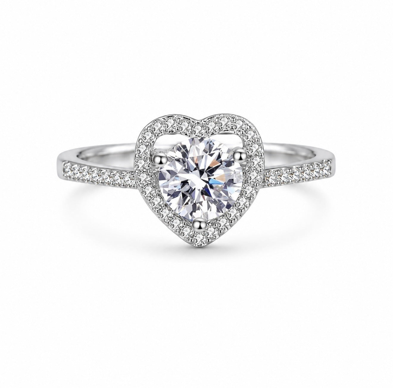 GELATI’ DIAMOND HEART “AMORE” RING IN 925 STERLING SILVER & VVS1 D-COLOR LAB MOISSANITE DIAMONDS