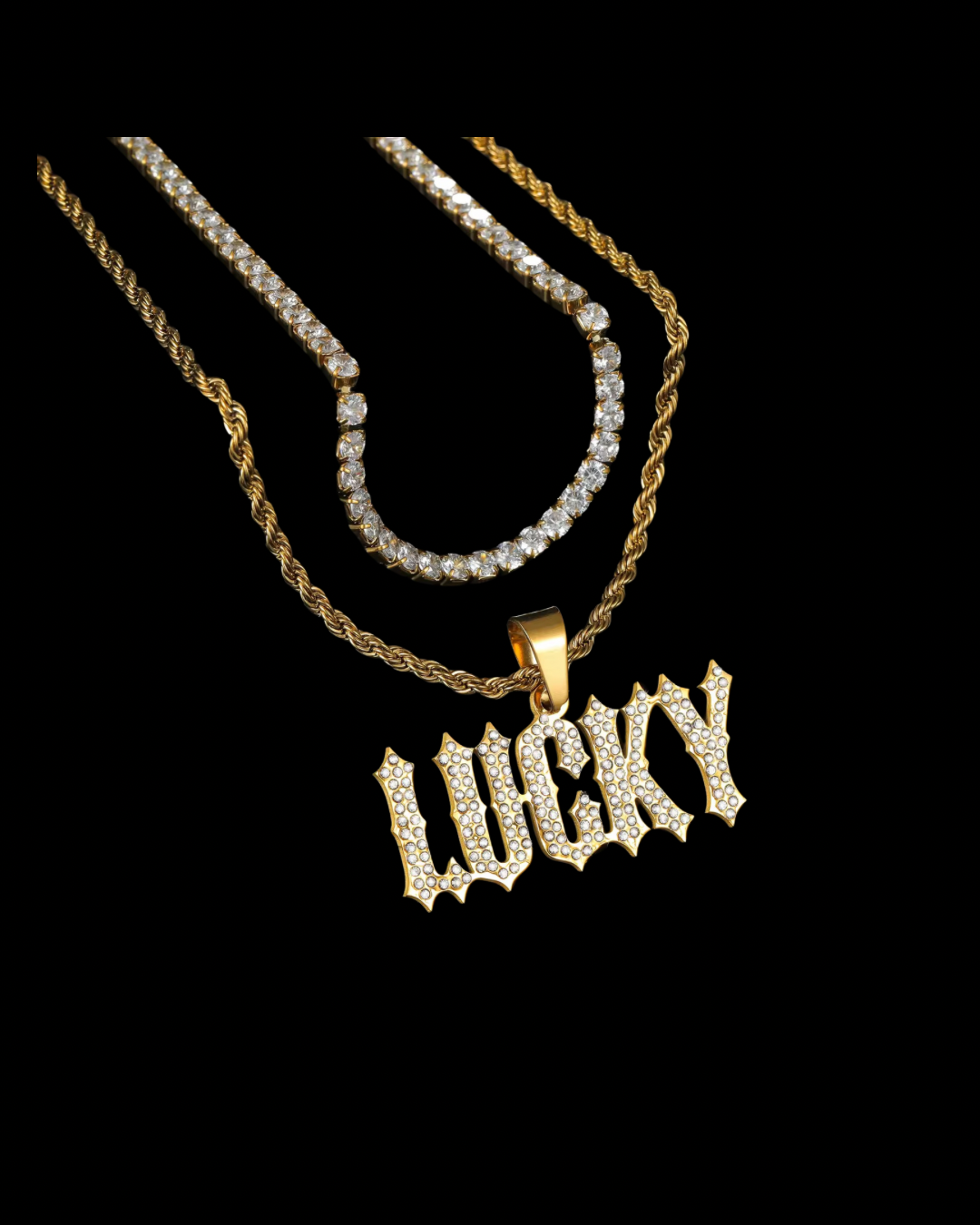 Gelati Custom Lucido Diamond Pendant in Solid Titanium & 18k Vermeil Gold + Free 925 Silver Rope Chain
