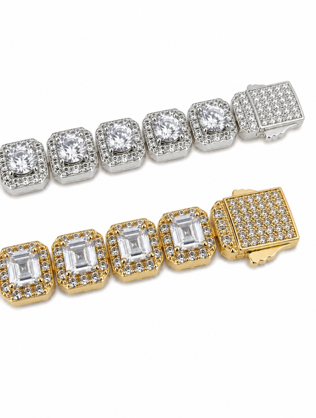 DIAMOND CLUSTER DIAMOND HYBRID TENNIS NECKLACE – TITANIUM & 18K VERMEIL