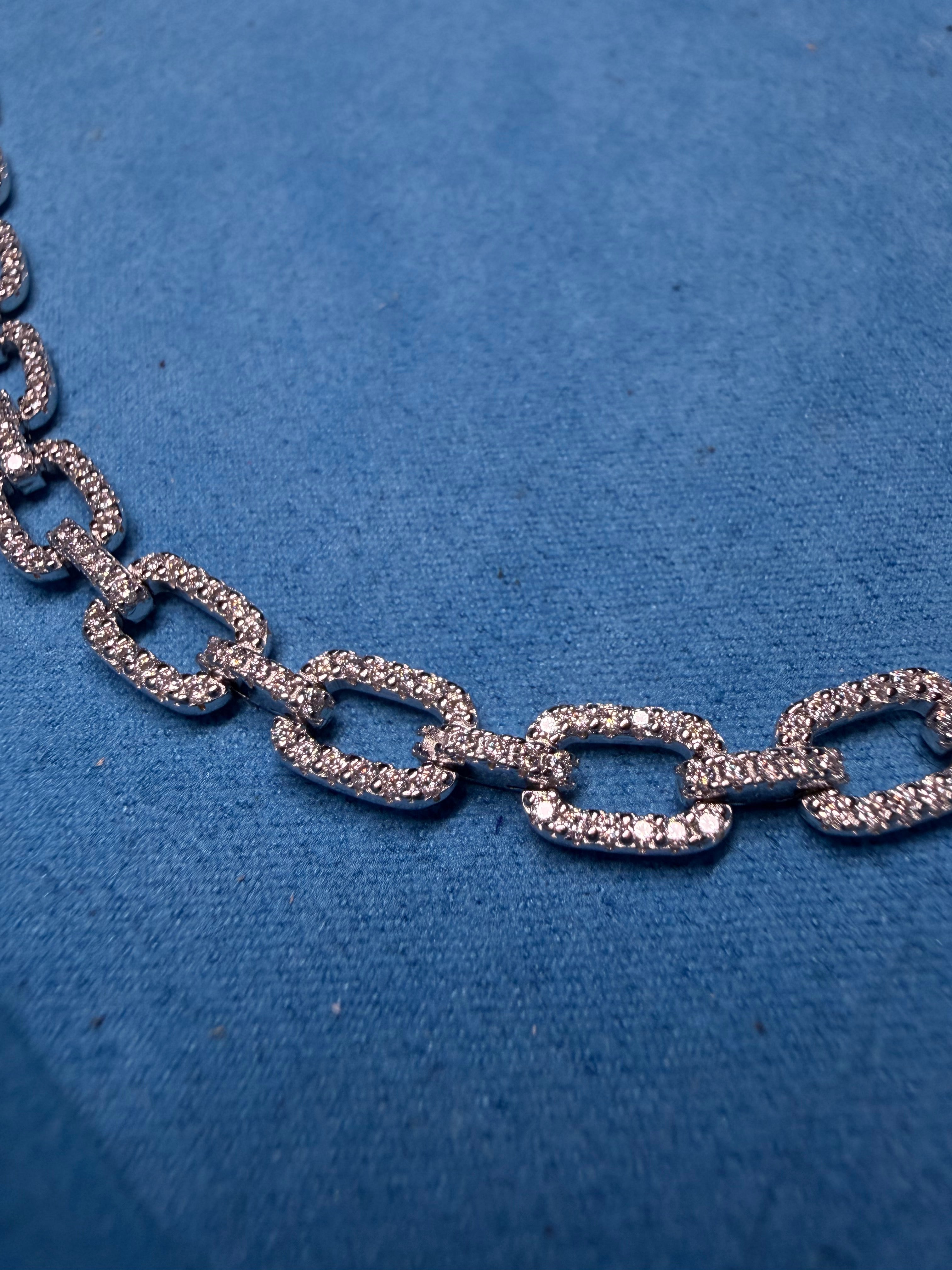 Gelati's Exclusive VVS1 Chain-Link Diamond Bracelet in 925 Silver & 18k Vermeil Gold