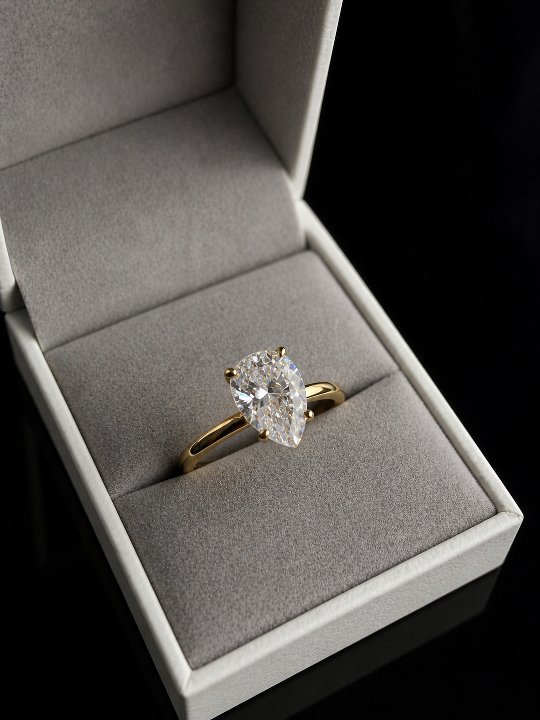 Sottozero Pear Ring – 2CTW DVVS1/CB Moissanite, 925 Silver & 14K White Vermeil