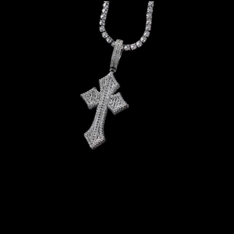 Gelati's Crusade Micro Pave Diamond Cross Pendant in Solid Titanium & 18k Vermeil Gold Accents