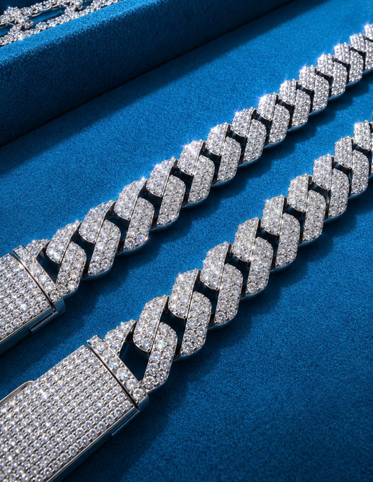 Gelati "Glaciale" 14MM Miami Cuban Link Bracelet — 925 Sterling Silver · 18K Vermeil Gold Inlay · FL-IF Flawless Lab Moissanite