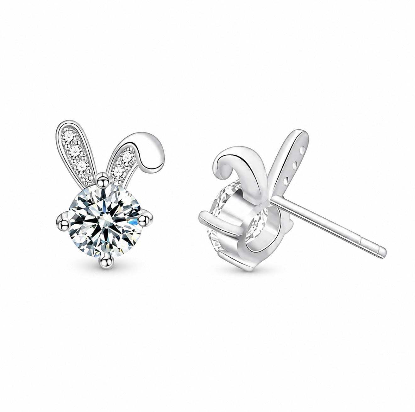 GELATI’S “SNOWBUNNY” VVS1 MOISSANITE DIAMOND EARRINGS IN 925 SILVER