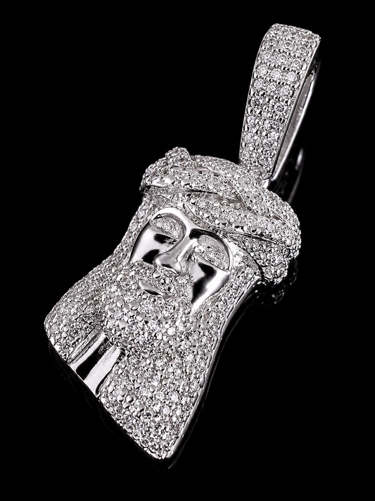 Gelati's Classic 925 Silver Jesus Piece DVVS1 Moissanite Diamond Pendant Necklace