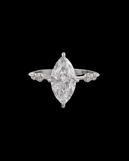 Gelati's Bespoke Marquise VVS1/CB Diamond Ring In solid 925 Silver & 18 Vermeil Gold Inserts