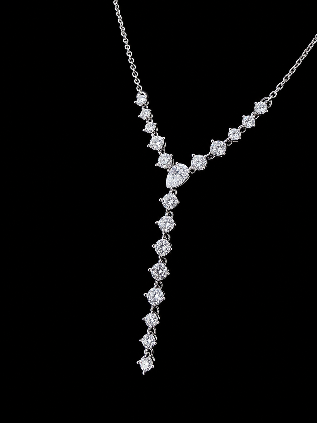Gelati Celestia Drop Necklace — 3CTW FL/IF Lab Moissanite | 925 Silver & 18K White Gold