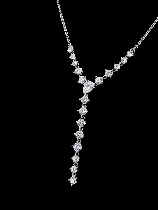 Gelati Celestia Drop Necklace — 3CTW FL/IF Lab Moissanite | 925 Silver & 18K White Gold