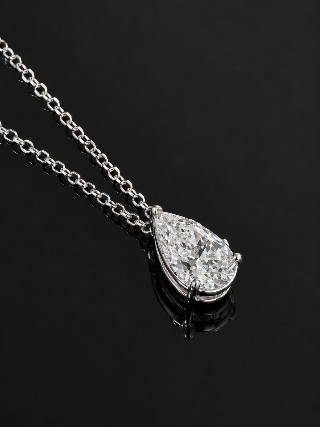 "Celeste" Pear Cut Diamond Necklace – 3CTW FL-IF Moissanite 925 Silver & 18K White Vermeil